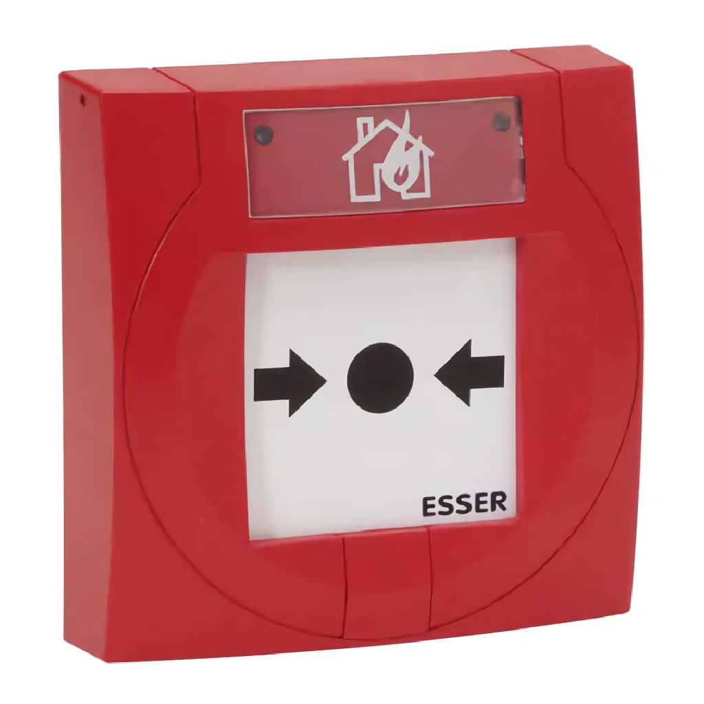 Pulsador de alarma de incendios rearmable analógico de diseño compacto.