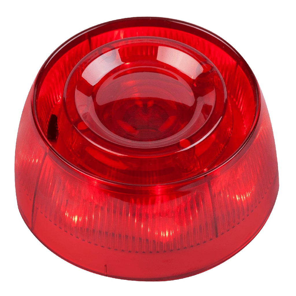 Sirena óptico-acústica roja con aislador. Requiere Base B124 no incluida.