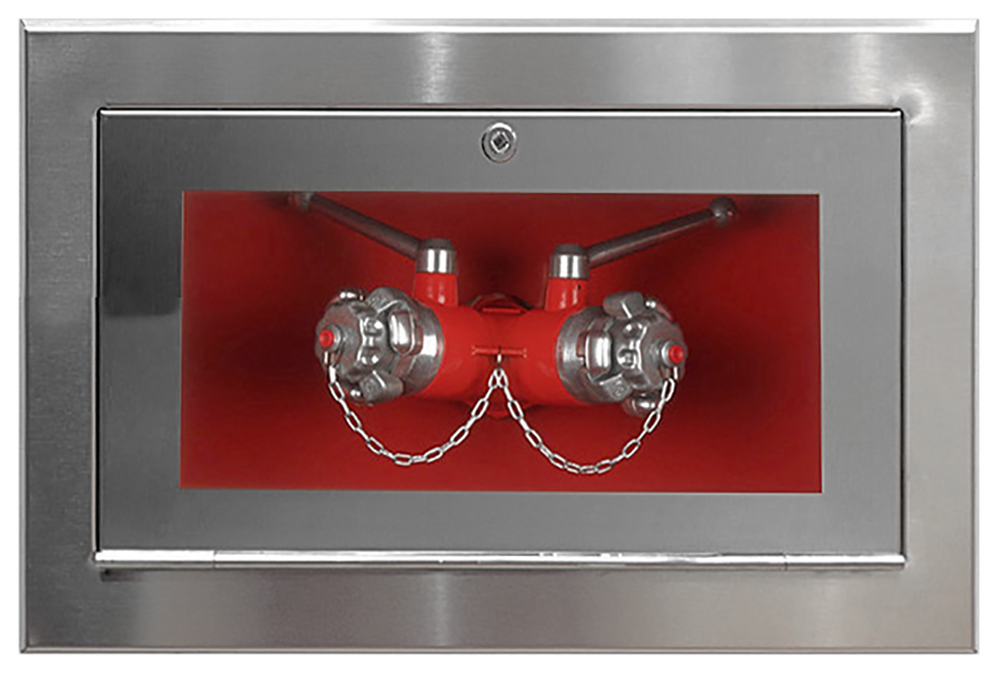 Cofre-E Columna seca IPF-39 Rojo / puerta acristalada inox