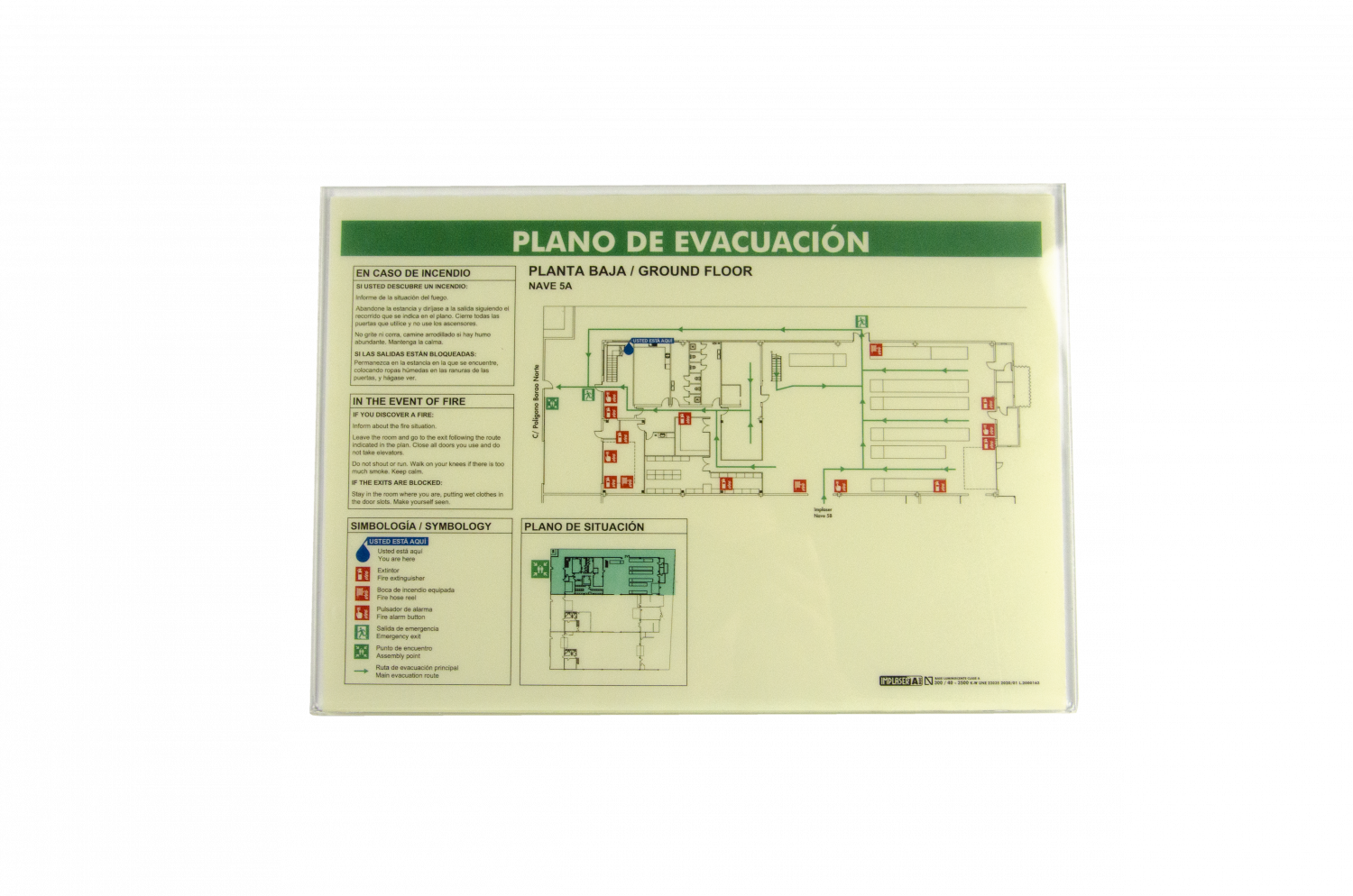 Plano en acetato con portaplanos